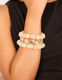 Gold & Acrylic Beaded Stretch Bracelets 3-Pack - link has visual effect only