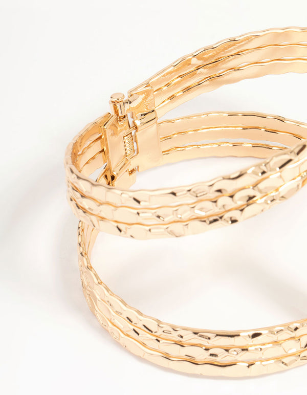 Gold Hammered Statement Wrist Cuff
