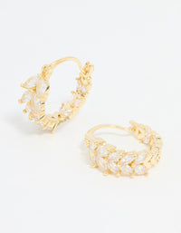 Gold Plated Cubic Zirconia Vine Hoop Earrings - link has visual effect only