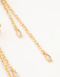 Gold Plated Cubic Zirconia Heart & Butterfly Chain Earrings - link has visual effect only