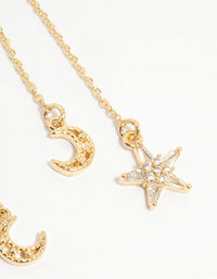 Gold Plated Moon & Star Drop Earrings - link has visual effect only