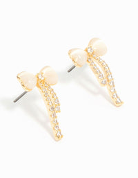 Gold Plated Diamante Bow Stud Earrings - link has visual effect only