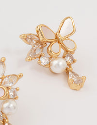 Gold Plated Pearl Butterfly Mini Drop Earrings - link has visual effect only