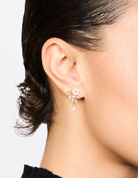 Gold Plated Pearl Flower Drop Earrings - link has visual effect only