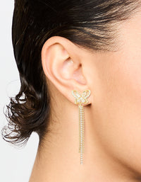 Gold Plated Cubic Zirconia Butterfly Drop Earrings - link has visual effect only