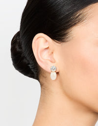Gold Plated Diamante Freshwater Pearl Drop Earrings - link has visual effect only