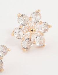 Gold Plated Cubic Zirconia Flower Stud Earrings - link has visual effect only