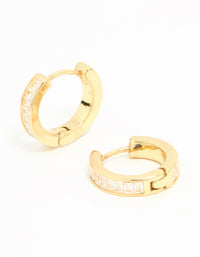 Gold Plated Diamante Thin Pavé Hoop Earrings - link has visual effect only