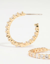 Gold Plated Stone Medium Hoop Earrings - link has visual effect only