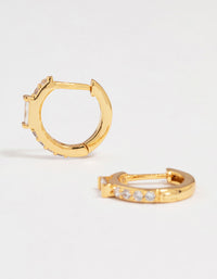 Gold Plated Diamante Mini Baguette Pave Huggie Earrings - link has visual effect only