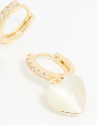 Gold Plated Diamante Heart Hoop Earrings - link has visual effect only