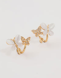 Gold Plated Cubic Zirconia Butterflies Mini Hoop Earrings - link has visual effect only