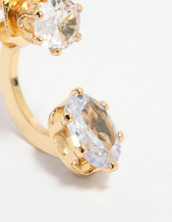 Gold Plated Cubic Zirconia Jacket Earrings