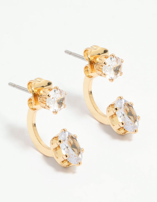 Gold Plated Cubic Zirconia Jacket Earrings