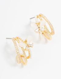 Gold Plated Pave Crystal Butterfly Jacket Earrings - link has visual effect only