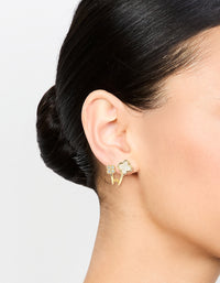Gold Plated Cubic Zirconia Mini Flower Jacket Earrings - link has visual effect only