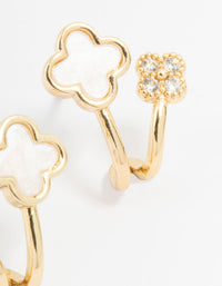 Gold Plated Cubic Zirconia Mini Flower Jacket Earrings - link has visual effect only