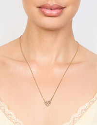 Gold Plated Cubic Zirconia Baguette Heart Pendant Necklace - link has visual effect only