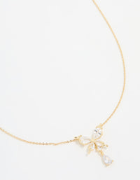 Gold Plated Cubic Zirconia Butterfly Teardrop Necklace - link has visual effect only