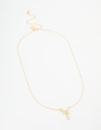 Gold Plated Cubic Zirconia Butterfly Teardrop Necklace - link has visual effect only