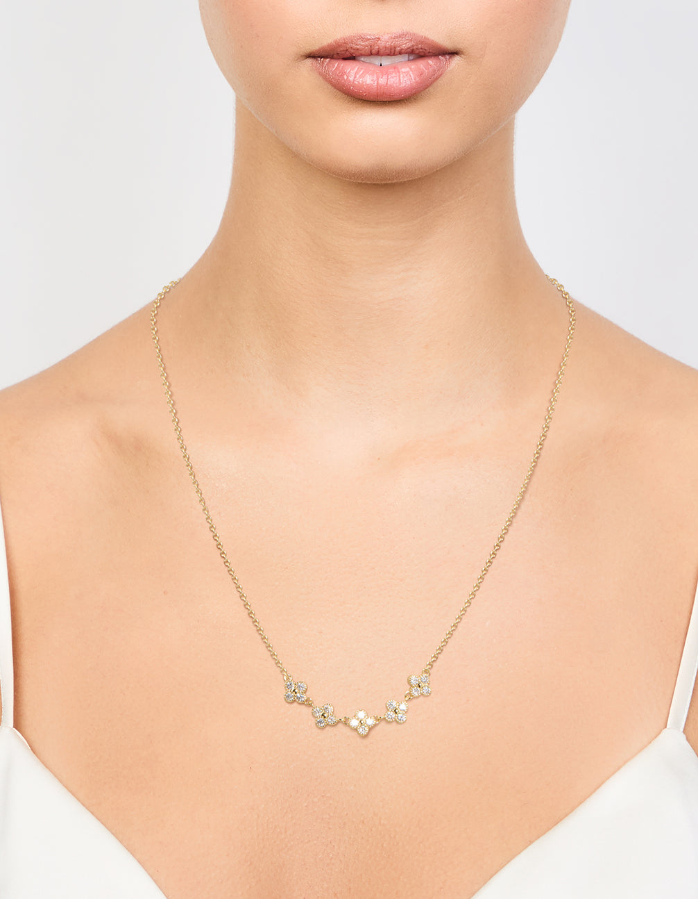 Gold Plated Cubic Zirconia Flower Necklace