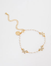 Gold Plated Pearl & Butterfly Charm Bracelet - link has visual effect only