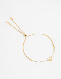 Gold Plated Diamante Mini Heart Toggle Bracelet - link has visual effect only