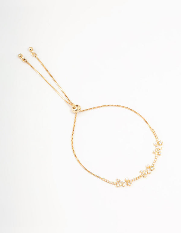 Gold Plated Pearl & Mini Butterfly Toggle Bracelet