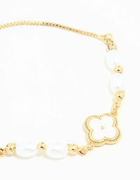 Gold Plated Pearl Flower Toggle Bracelet - link has visual effect only