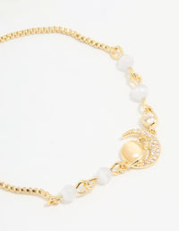 Gold Plated Cubic Zirconia Quartz Celestial Toggle Bracelet - link has visual effect only