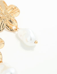 Gold Plated Pearl & Flower Drop Earrings - link has visual effect only