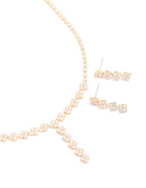 Clover Drop Necklace & Earrings Set