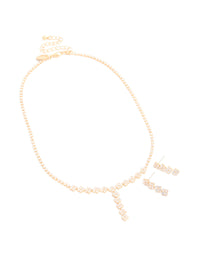 Clover Drop Necklace & Earrings Set - link has visual effect only