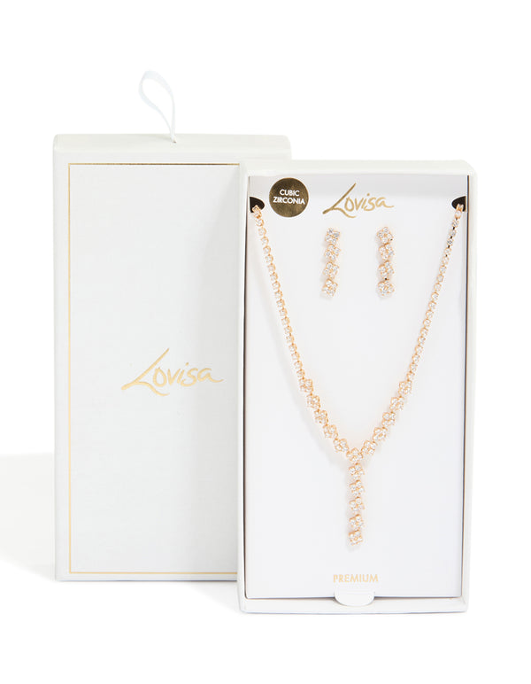 Clover Drop Necklace & Earrings Set