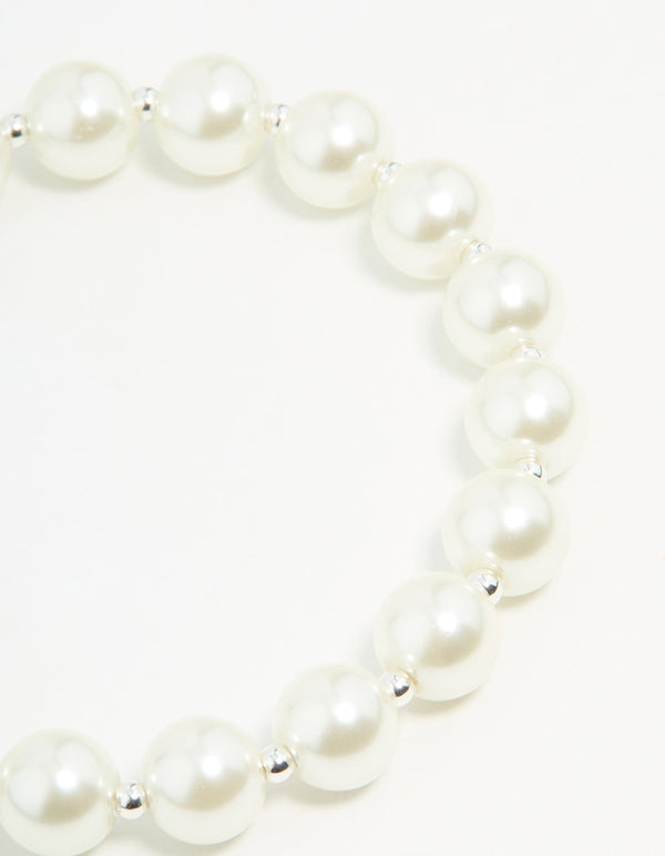 Silver Plated Pearl Chain Bracelet