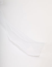 White Organza Fabric & Pearl Bow Hair Clip - link has visual effect only