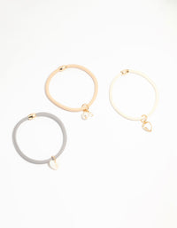 Fabric Heart & Pearl Detail Hair Ties 3-Pack - link has visual effect only