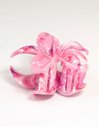 Pink Marble Frangipani Claw Clip - link has visual effect only