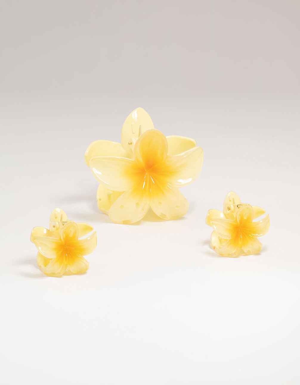 Yellow Frangipani Claw Clips 3-Pack