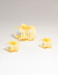 Yellow Frangipani Claw Clips 3-Pack - link has visual effect only