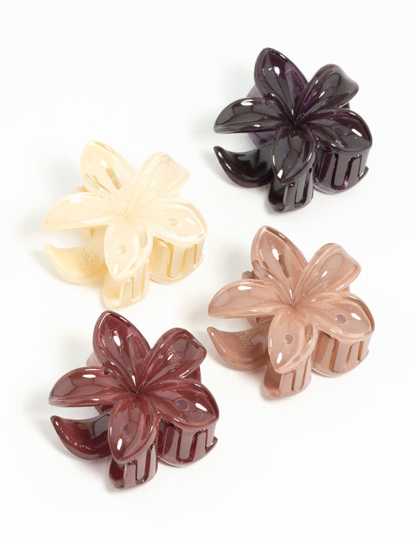 Neutral Frangipani Flower Mini Claw Clips 4-Pack