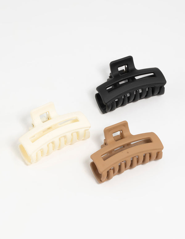 Neutral Small Rectangle Claw Clips 3-Pack