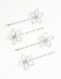 Silver Wire Flower Twist Hair Clips 4-Pack - link has visual effect only