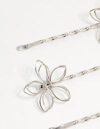 Silver Wire Flower Twist Hair Clips 4-Pack - link has visual effect only