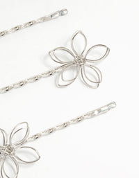 Silver Wire Flower Twist Hair Clips 4-Pack - link has visual effect only