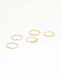 Gold Plated Squiggle & Rope Rings 5-Pack - link has visual effect only