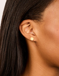 Gold Plated Sterling Silver Textured Circle Stud Earrings - link has visual effect only