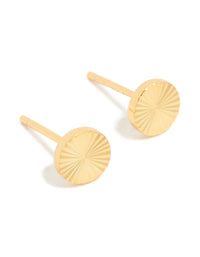 Gold Plated Sterling Silver Textured Circle Stud Earrings - link has visual effect only