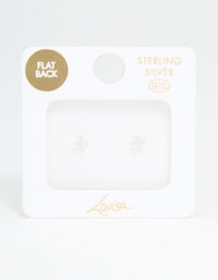 Gold Plated Sterling Silver 1/4 Carat Cubic Zirconia Flat Back Stud Earrings - link has visual effect only
