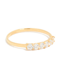 Showcasing a gold plated sterling silver ring featuring cubic zirconia in a dainty style front view - link has visual effect only